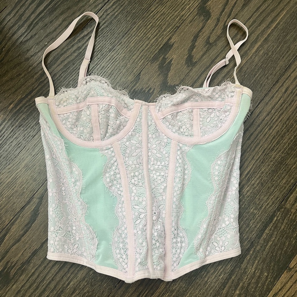 Urban Outfitters Out From Under Modern Love Corset in Sky